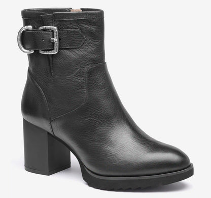 Izzie Buckle Bootie - Black Waterproof Calfskin