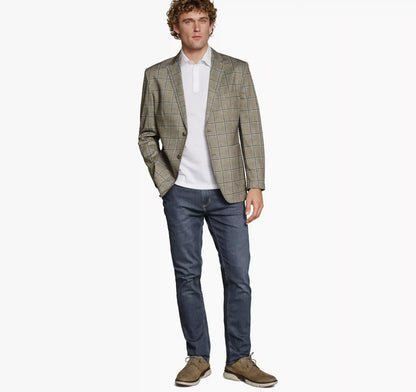 XC Flex® Pinnacle Knit Blazer - Tan/Blue Shadow Plaid