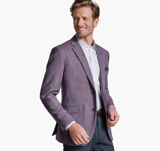 Townsend Dress Wool Blazer - Berry Windowpane Plaid