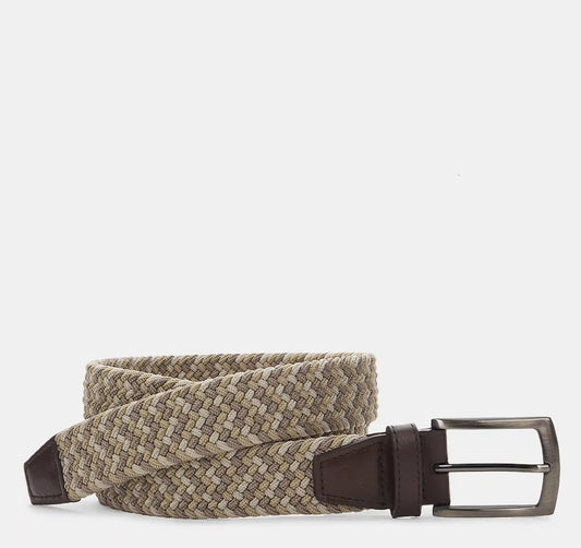 Woven Stretch-Knit Belt - Tan Multi