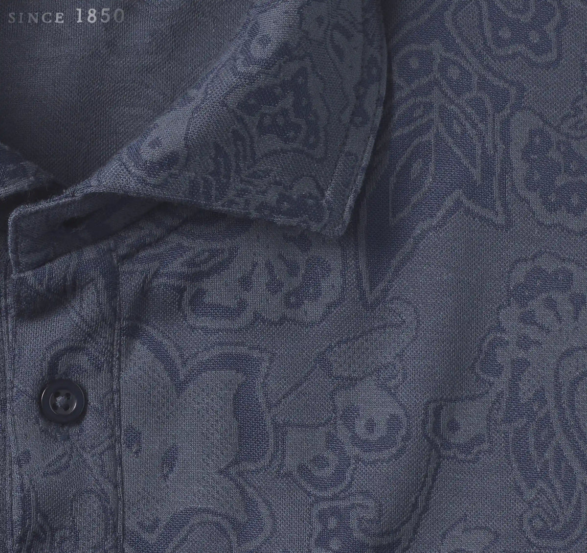Evans Jacquard Polo - Navy Paisley