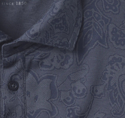 Evans Jacquard Polo - Navy Paisley