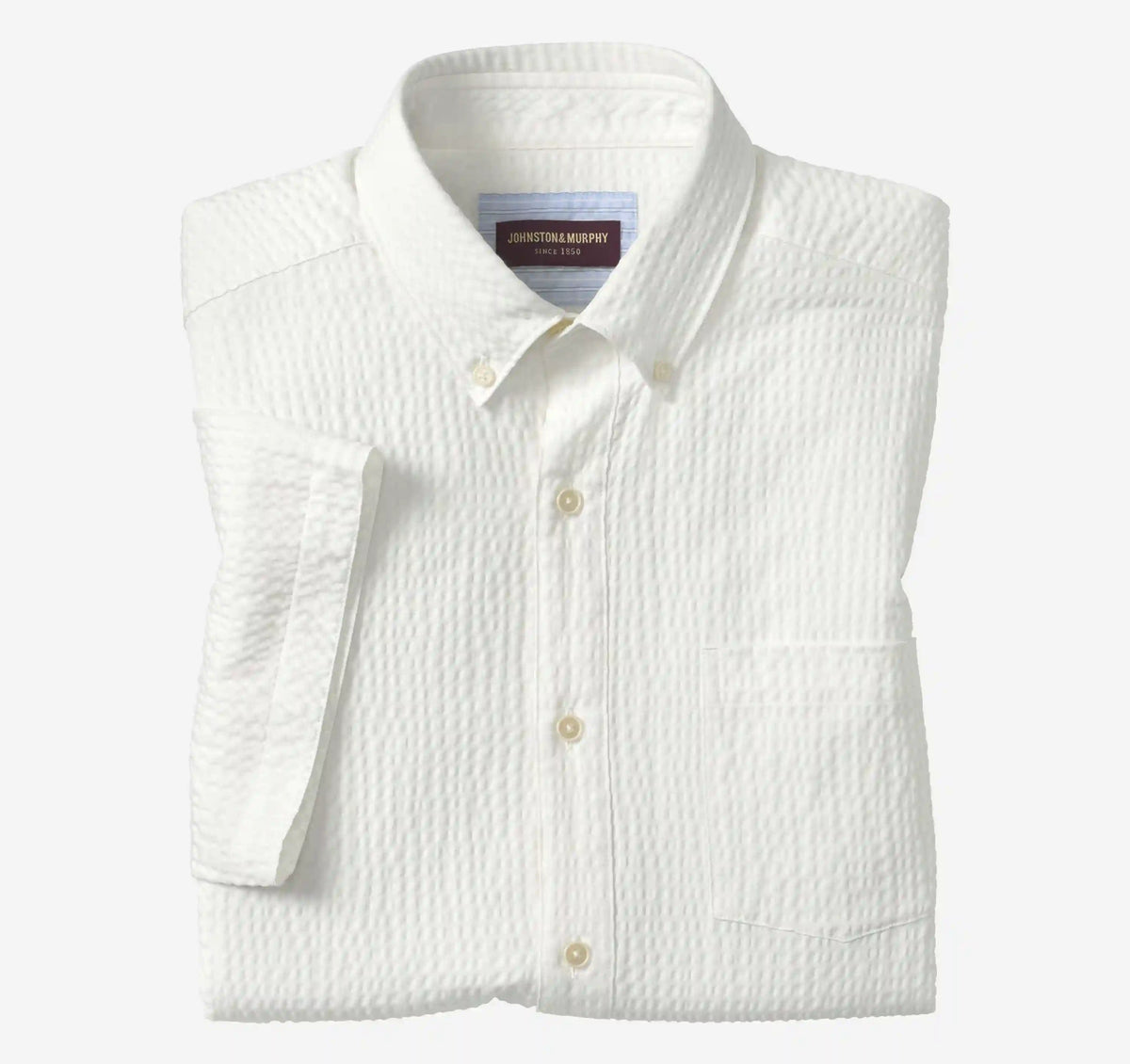 Leland Seersucker Short-Sleeve Shirt - White