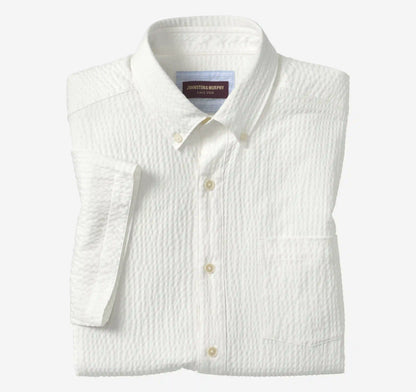 Leland Seersucker Short-Sleeve Shirt - White