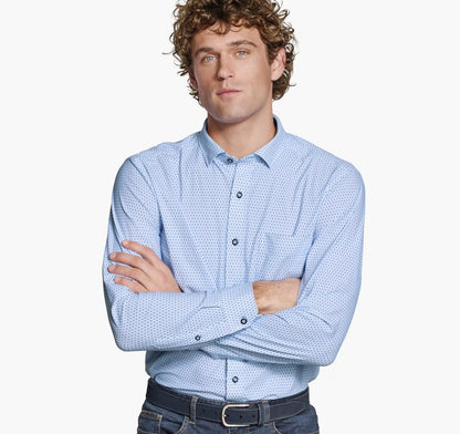 XC+™ Motion Long-Sleeve Print Knit Shirt - Blue Tulip