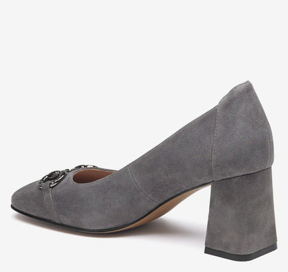 Whitney Bit Pump - Charcoal Kid Suede