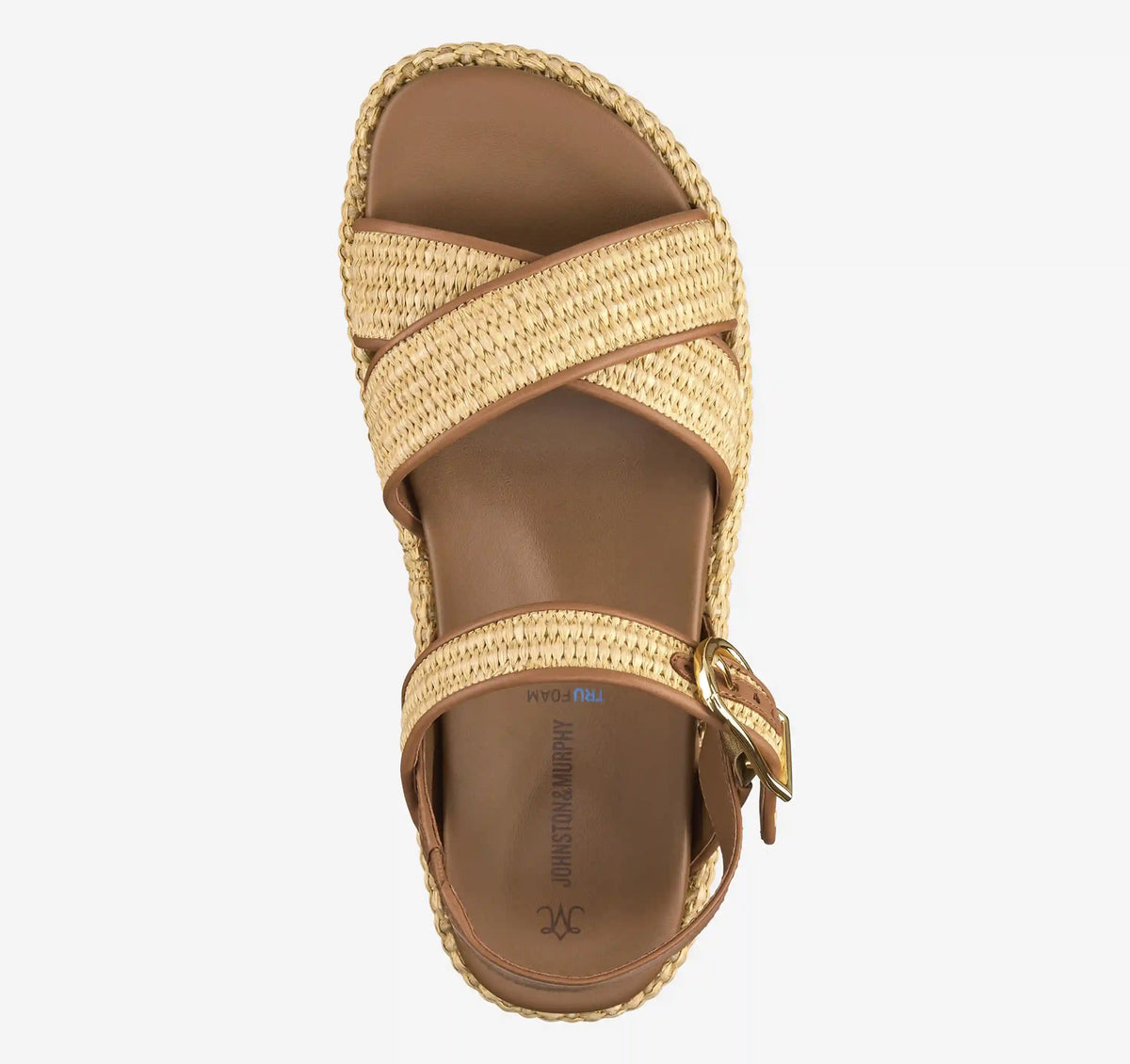 Carli Cross-Band Sandal - Natural Raffia/Cognac Nappa Leather