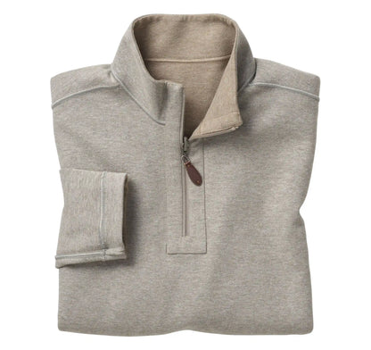 Reversible Solid Quarter-Zip - Oatmeal/Light Gray