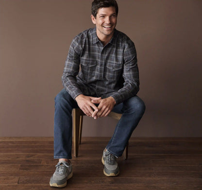 Eason Knit Shirt - Gray/Blue Plaid