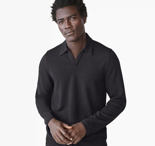 Sedona Long-Sleeve V-Neck Polo - Black