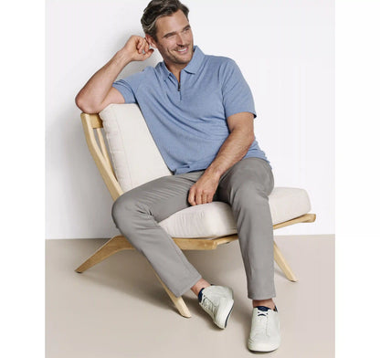 Finn Ribbed Zip Polo - Blue