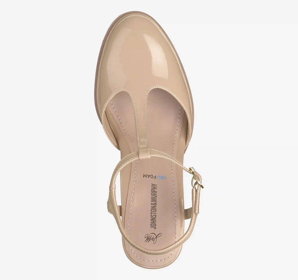 Amy T-Strap Pump - Nude Patent Leather