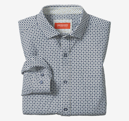 XC+™ Motion Long-Sleeve Print Knit Shirt - White/Navy Interlocking Geo Print