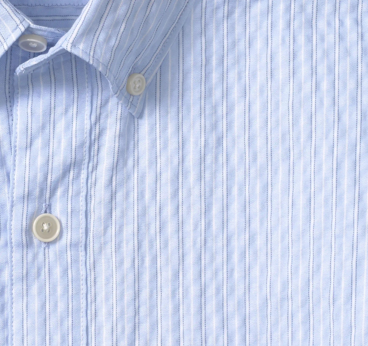 Leland Seersucker Short-Sleeve Shirt - Light Blue Striped
