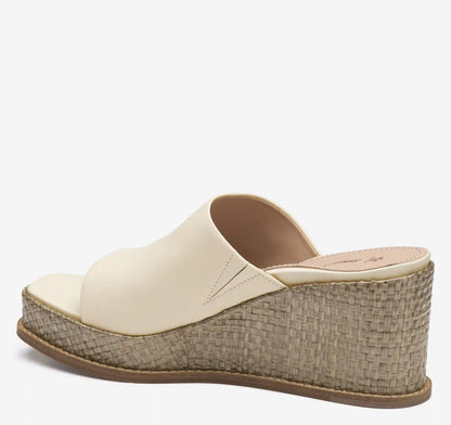Mallory Slide Wedge - Bone Nappa Leather