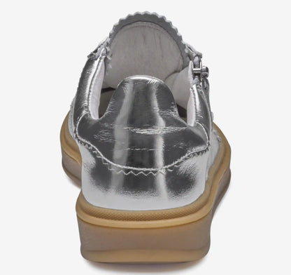 Ashley Side-Zip Lace-Up - Silver Metallic Sheepskin
