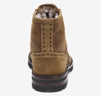 Britton Shearling Wingtip Boot - Snuff/Brown Waxed Suede/Shearling