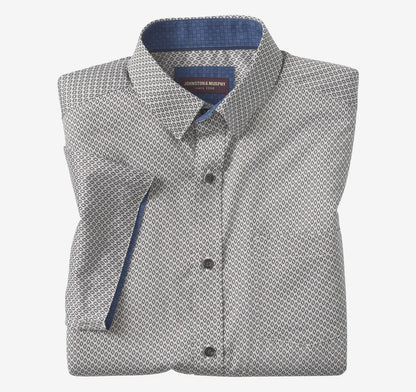 Logan Printed Short-Sleeve Shirt - Gray Diamond Grid