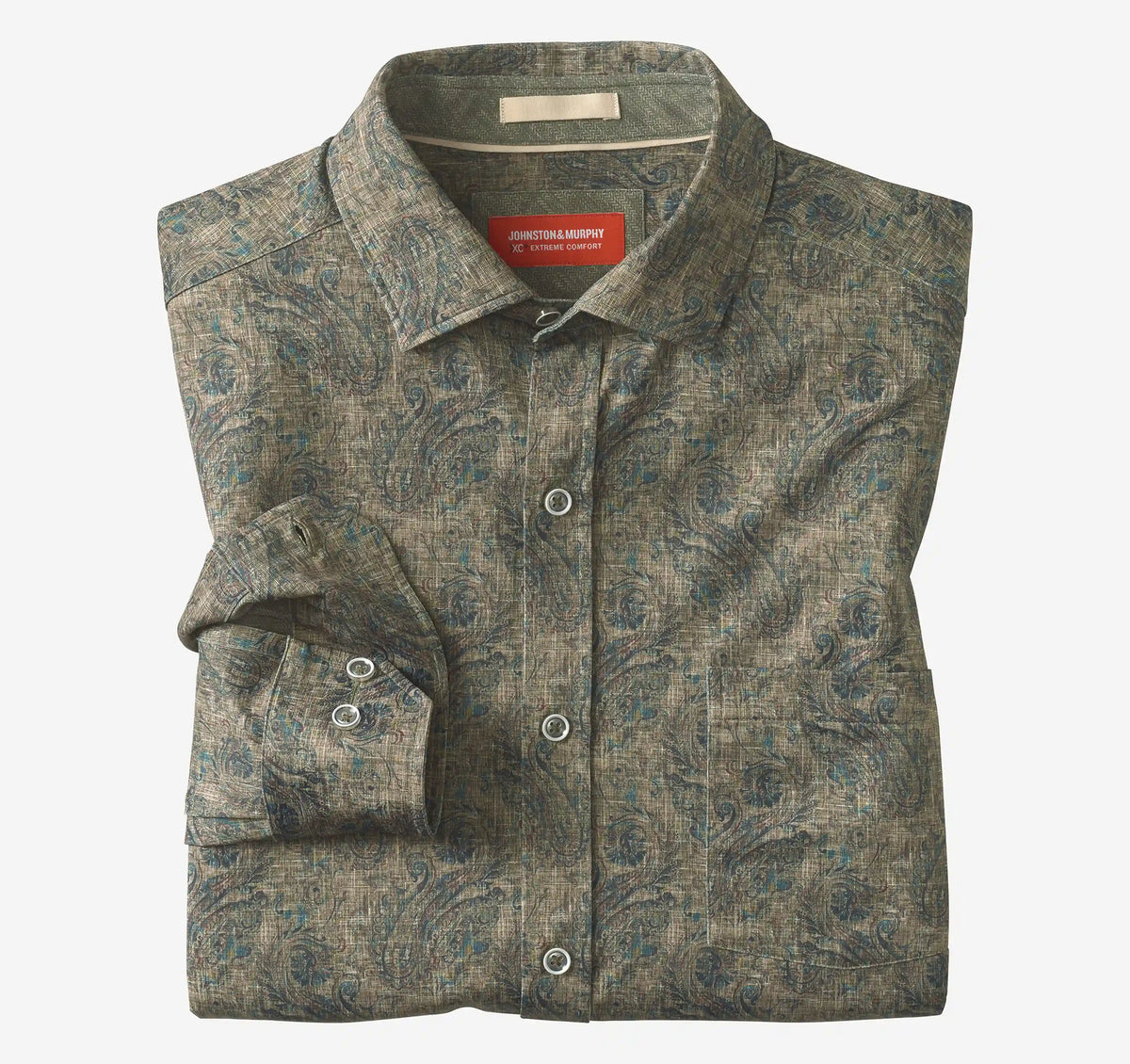 XC+™ Motion Long-Sleeve Print Knit Shirt - Olive Paisley