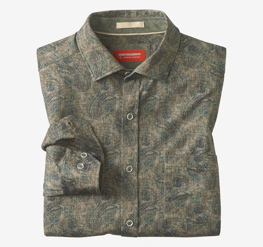 XC+™ Motion Long-Sleeve Print Knit Shirt - Olive Paisley