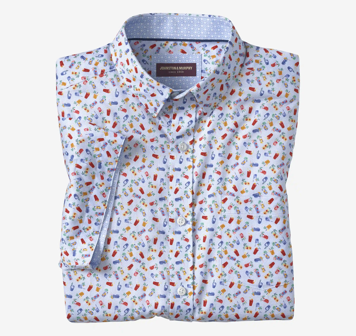 Logan Printed Short-Sleeve Shirt - Blue Multi Happy Hour