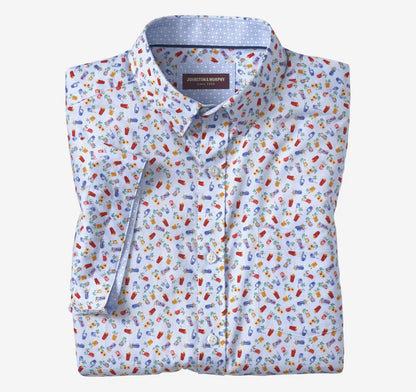 Logan Printed Short-Sleeve Shirt - Blue Multi Happy Hour