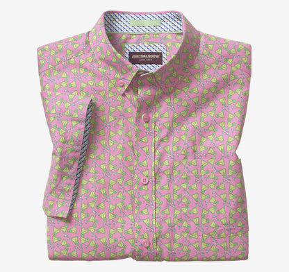 Printed Cotton Short-Sleeve Shirt - Pink Margarita