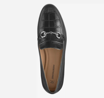 Ali Bit Loafer - Black Glove Leather/Croc-Embossed Calfskin