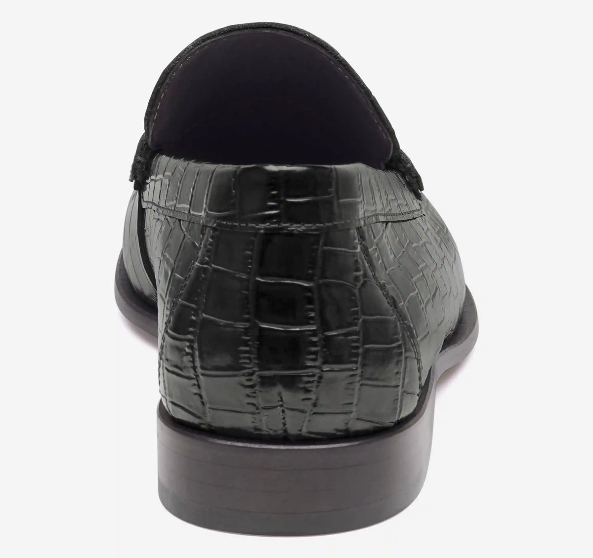 Humphrey Bit Loafer - Black Croc-Embossed Full-Grain Leather