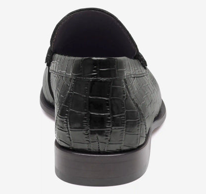 Humphrey Bit Loafer - Black Croc-Embossed Full-Grain Leather