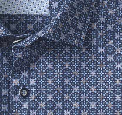 XC+™ Motion Short-Sleeve Print Knit Shirt - Navy Petal
