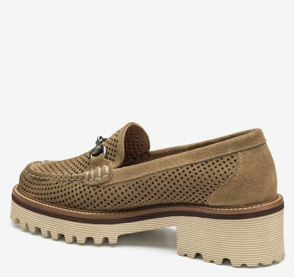 Emmalynn Perfed Bit Loafer - Taupe Suede