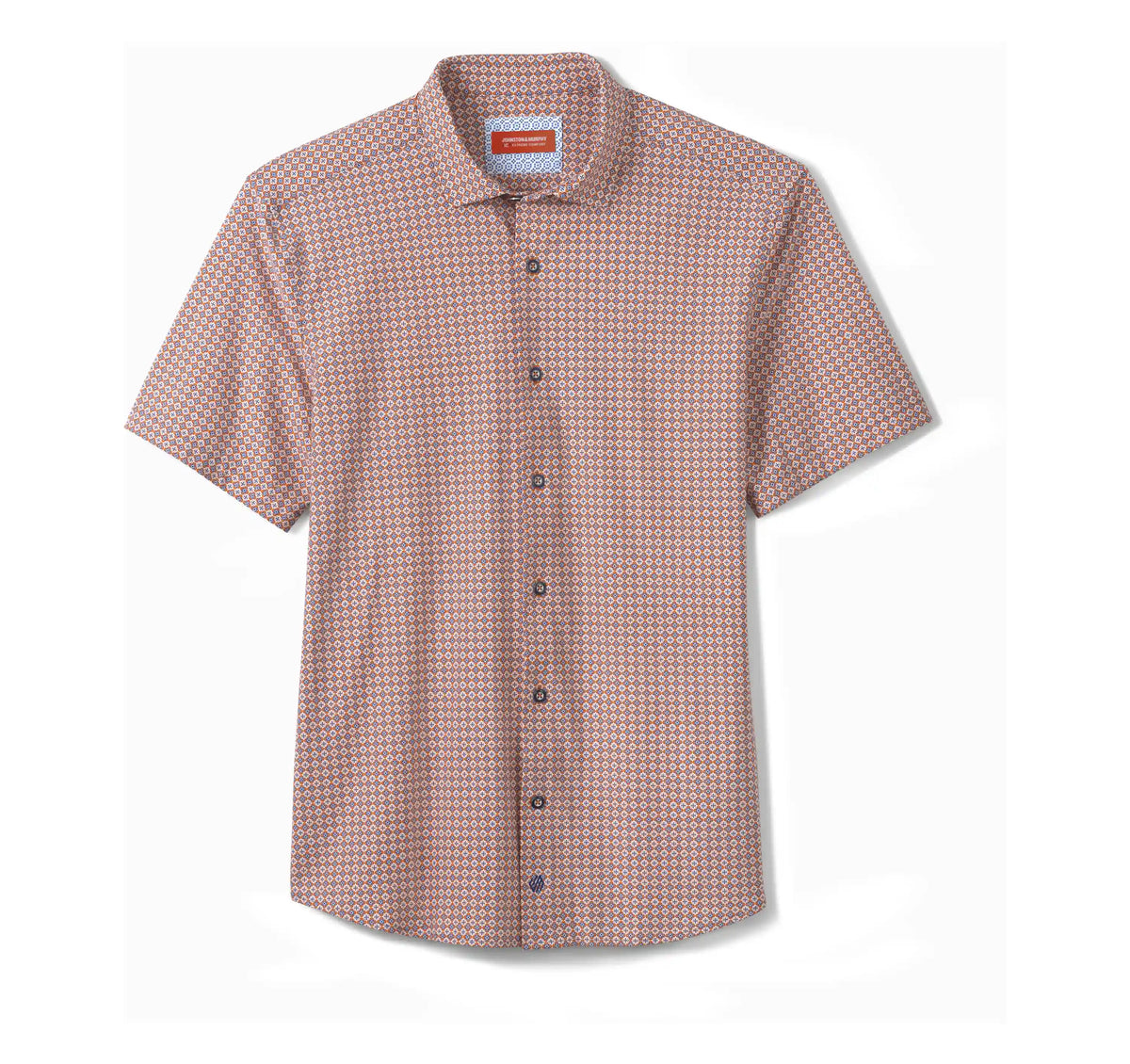 XC+™ Motion Short-Sleeve Print Knit Shirt - Orange Quad Grid