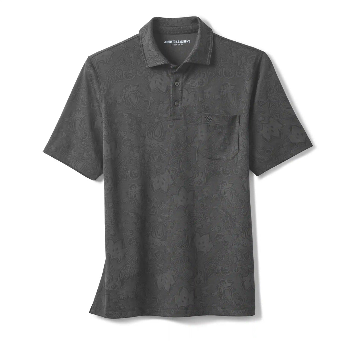 Evans Jacquard Polo - Black Paisley