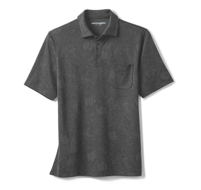 Evans Jacquard Polo - Black Paisley