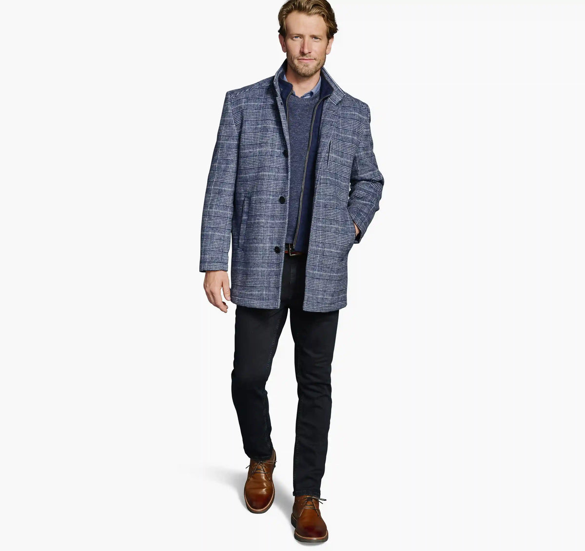 Upton Car Coat - Blue Plaid