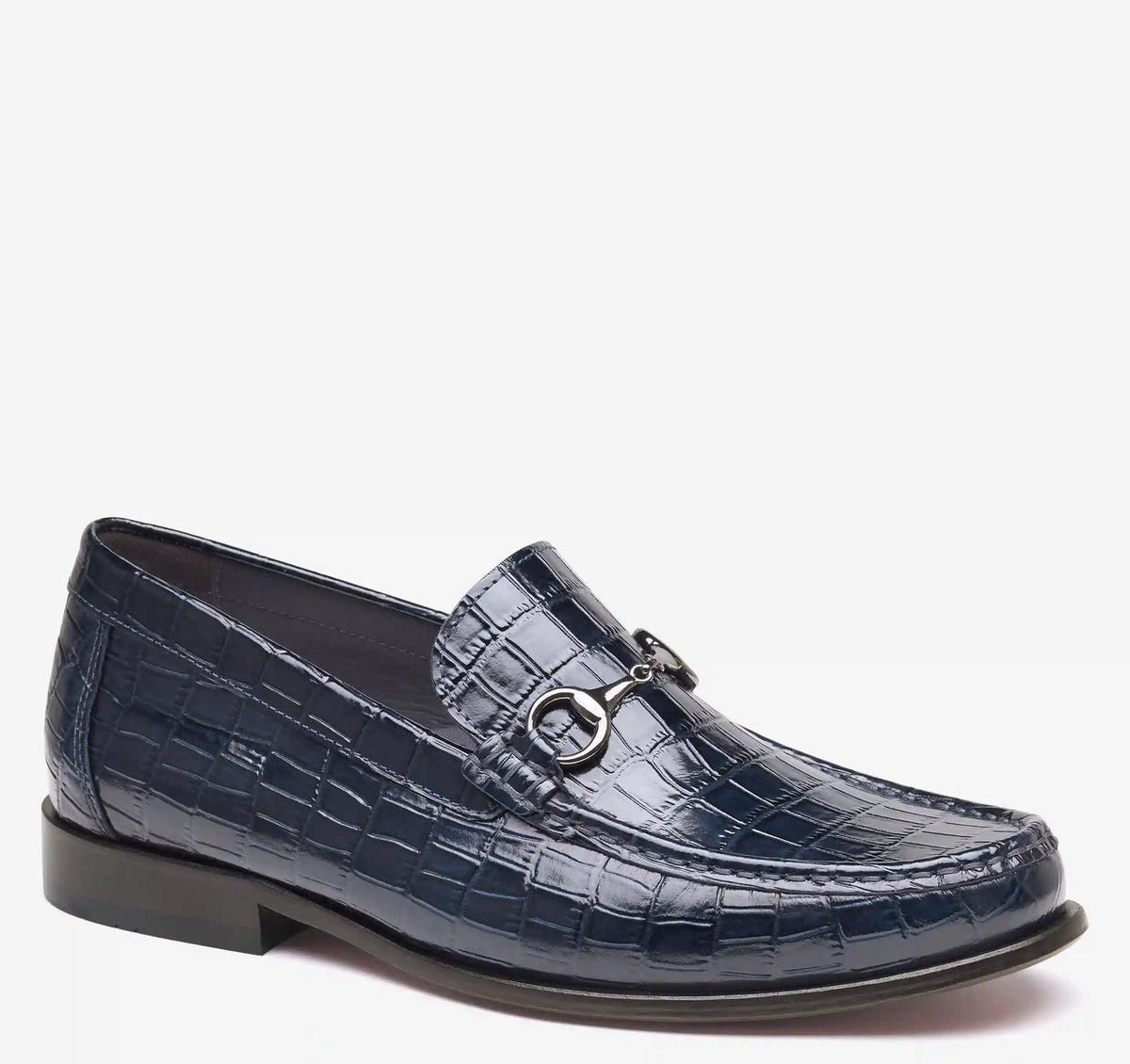 Humphrey Bit Loafer - Navy Croc-Embossed Full-Grain Leather