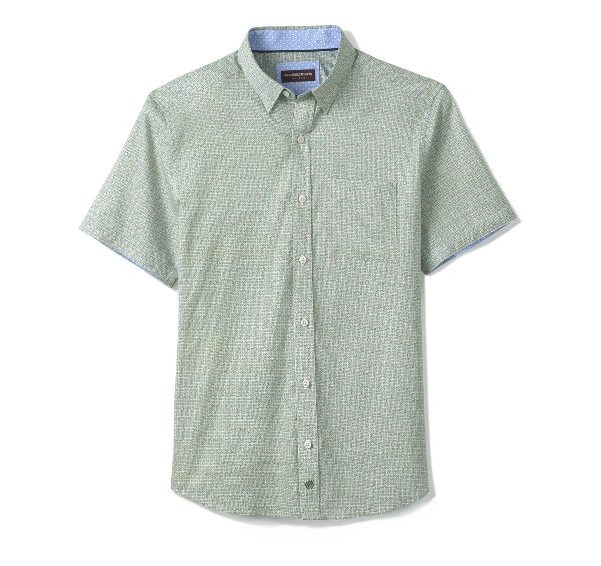 Logan Printed Short-Sleeve Shirt - Green Hashed Squares
