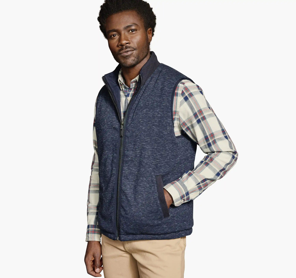 Reversible Quilt Vest - Navy