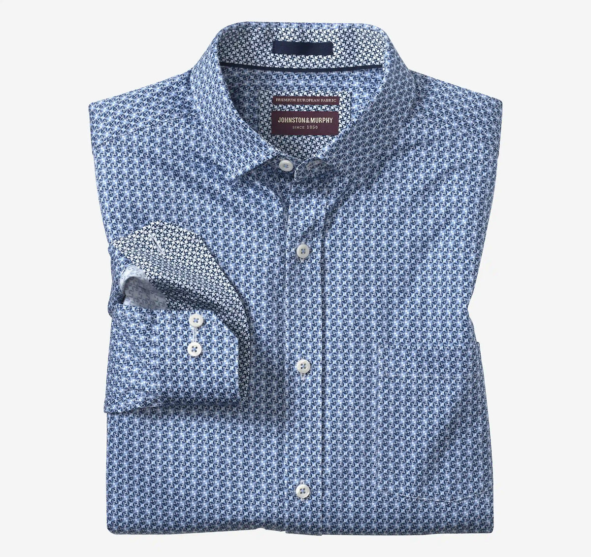 Printed Cotton Shirt - Blue/Navy Diamond Swirl
