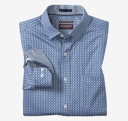 Printed Cotton Shirt - Blue/Navy Diamond Swirl