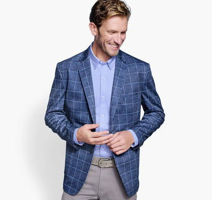 XC Flex® Pinnacle Knit Blazer - Blue Plaid