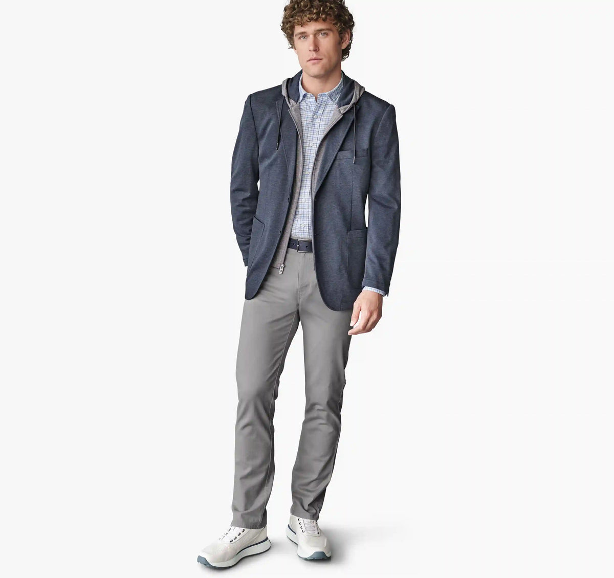 XC Flex® Pinnacle Hooded Knit Blazer - Navy Birdseye