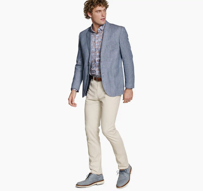 Conley Blazer - Light Blue Washed Linen-Blend