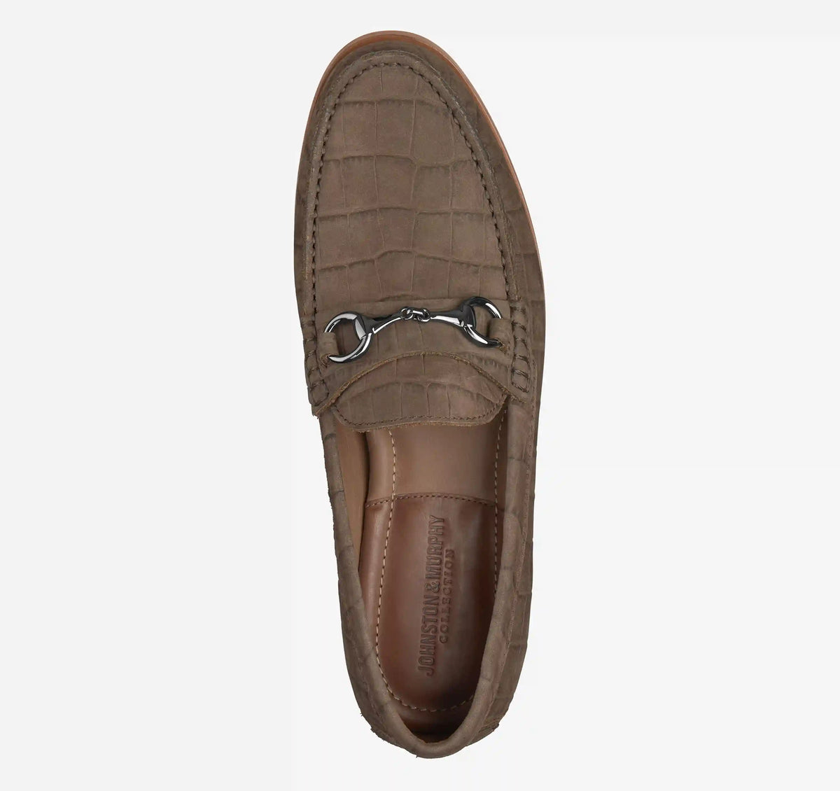 Baldwin Bit Loafer - Brown Croc-Embossed Nubuck
