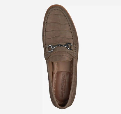 Baldwin Bit Loafer - Brown Croc-Embossed Nubuck