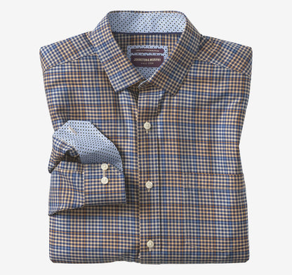 Ovation Non-Iron Dress Shirt - Tan Multi Glen Plaid