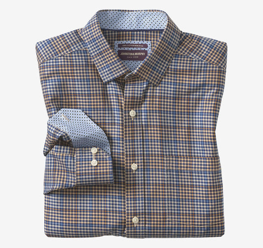 Ovation Non-Iron Dress Shirt - Tan Multi Glen Plaid