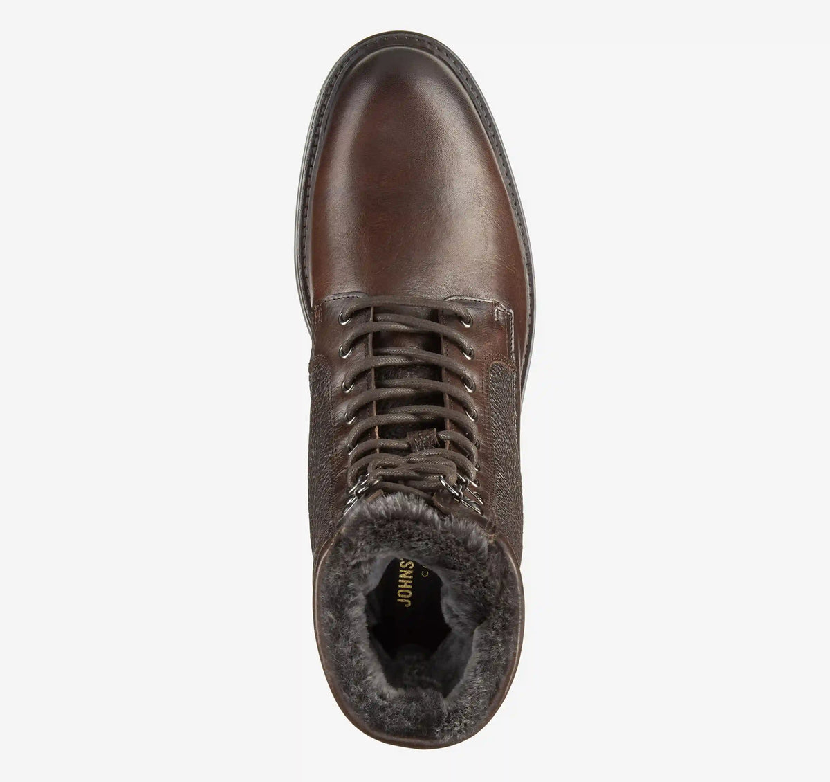 Latham Plain Toe Shearling Boot - Dark Brown European Calfskin/Shearling