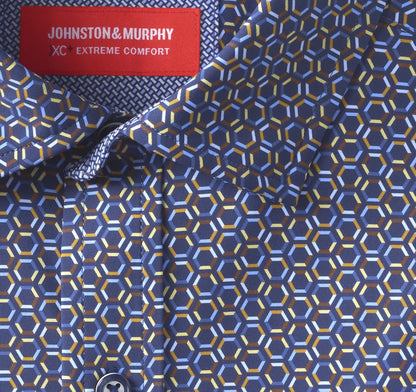 XC+™ Motion Long-Sleeve Print Knit Shirt - Navy Multi Hexagon Outline